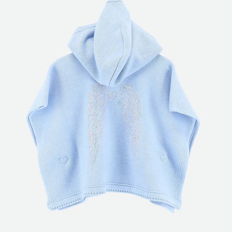 Children's Light Blue Cape With Wings Angel Face Children's Light Blue Cape With Wings Angel Face