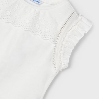 Children's Ivory Perforated Sleeveless Blouse Mayoral Children's Ivory Perforated Sleeveless Blouse Mayoral