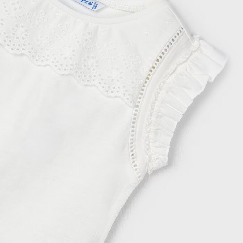 Children's Ivory Perforated Sleeveless Blouse Mayoral Children's Ivory Perforated Sleeveless Blouse Mayoral