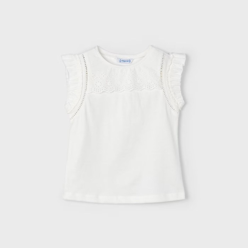 Children's Ivory Perforated Sleeveless Blouse Mayoral Children's Ivory Perforated Sleeveless Blouse Mayoral