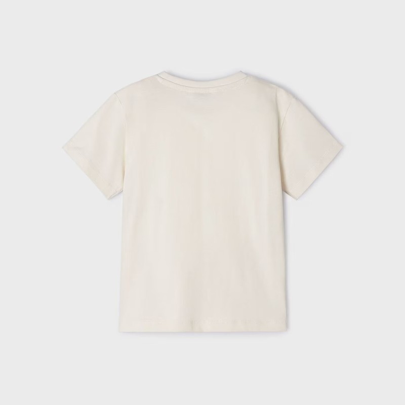 Children's Cream Short Sleeve Shirt With Panthers Mayoral Children's Cream Short Sleeve Shirt With Panthers Mayoral
