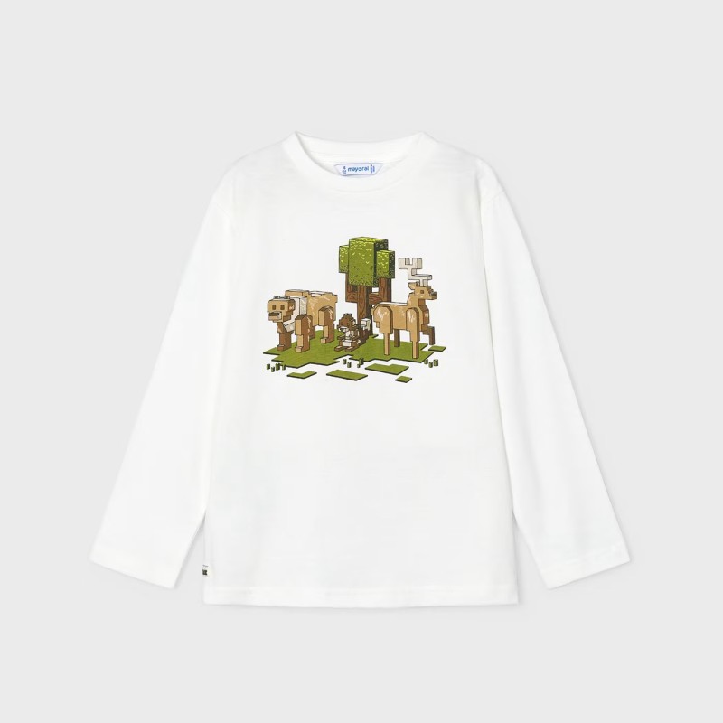 Children's White Long-Sleeve Blouse With Animals Mayoral