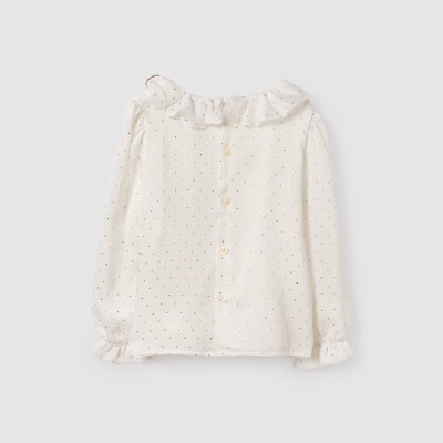Children's White Blouse With Gold Polka Dots Abel & Lula