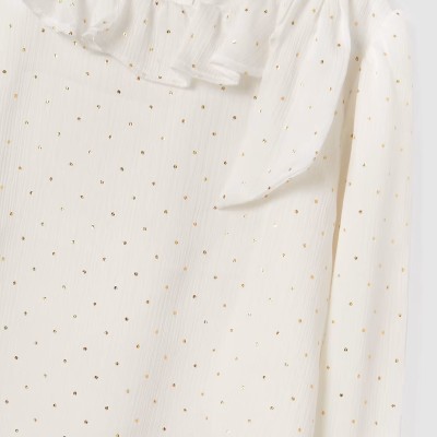 Children's White Blouse With Gold Polka Dots Abel & Lula