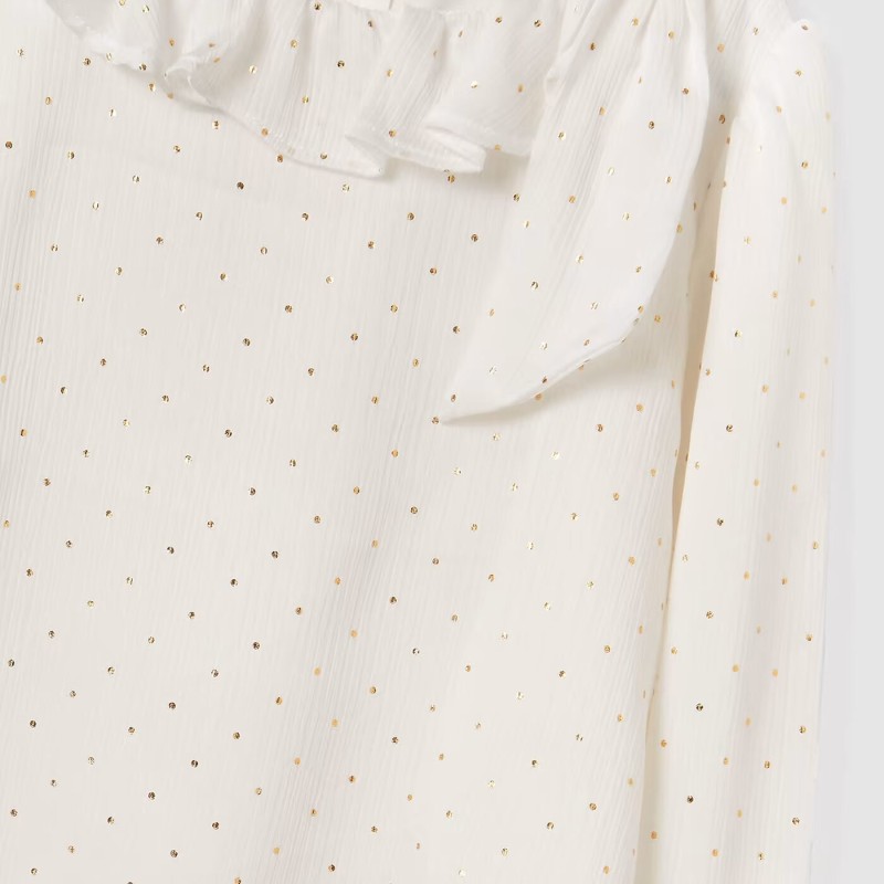 Children's White Blouse With Gold Polka Dots Abel & Lula Children's White Blouse With Gold Polka Dots Abel & Lula