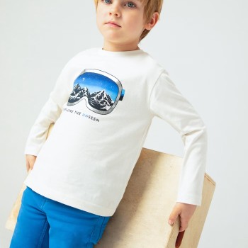 Παιδική Λευκή Μπλούζα Με Γυαλιά Του Σκι Mayoral