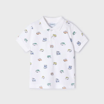 Παιδική Λευκή Πόλο Μπλούζα Με Οχήματα Mayoral