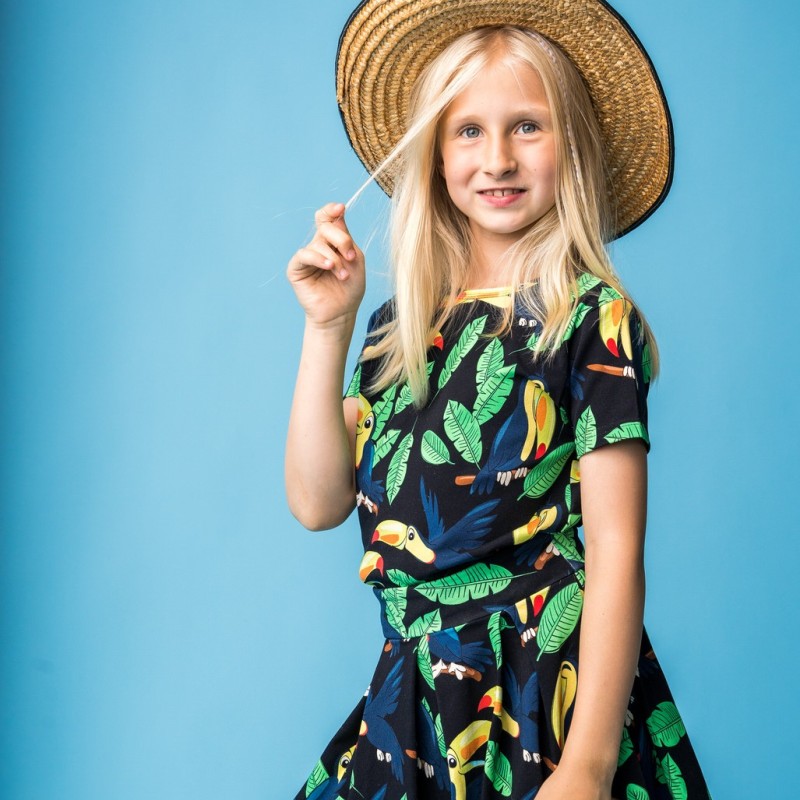 Children's Black Skirt With Tropical Toucan Mullido