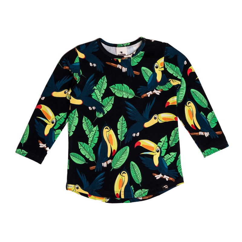 Children's Black Blouse With Black Toucan Bird Mullido