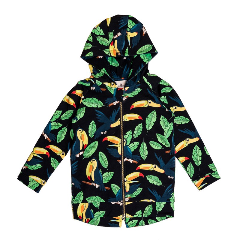 Children's Black Cardigan With Black Toucan Mullido