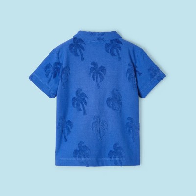 Children's Blue Palm Tree Short Sleeve Polo T-Shirt Mayoral Children's Blue Palm Tree Short Sleeve Polo T-Shirt Mayoral