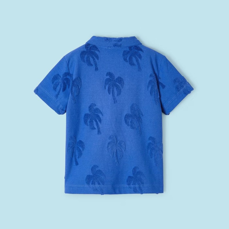 Children's Blue Palm Tree Short Sleeve Polo T-Shirt Mayoral Children's Blue Palm Tree Short Sleeve Polo T-Shirt Mayoral