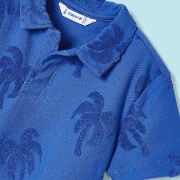 Children's Blue Palm Tree Short Sleeve Polo T-Shirt Mayoral Children's Blue Palm Tree Short Sleeve Polo T-Shirt Mayoral