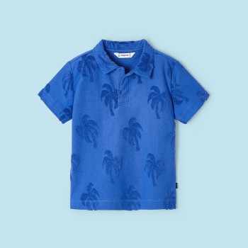 Children's Blue Palm Tree Short Sleeve Polo T-Shirt Mayoral Children's Blue Palm Tree Short Sleeve Polo T-Shirt Mayoral