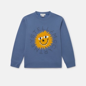 Παιδική Πετρόλ Φούτερ Μπλούζα Με Έναν Χαμογελαστό 'Ηλιο Stella McCartney