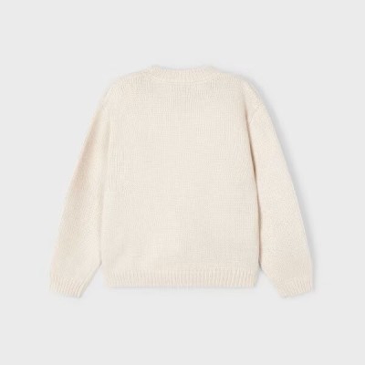 Children's Knitted Ivory Blouse With Flowers Mayoral