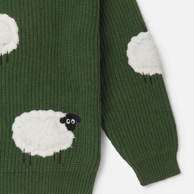 Kids Green Sheep Appliqué Jumper Stella McCartney