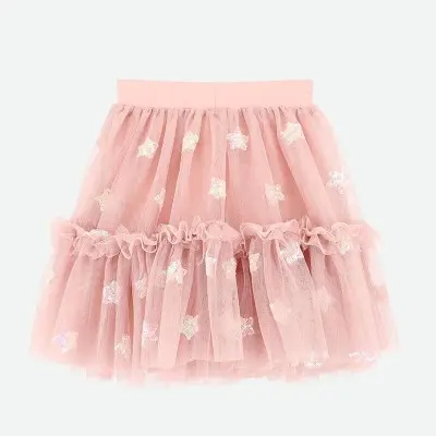 Children's Pink Tulle Skirt With Silver Stars Angel Face
