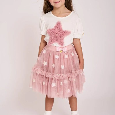 Children's Pink Tulle Skirt With Silver Stars Angel Face Children's Pink Tulle Skirt With Silver Stars Angel Face