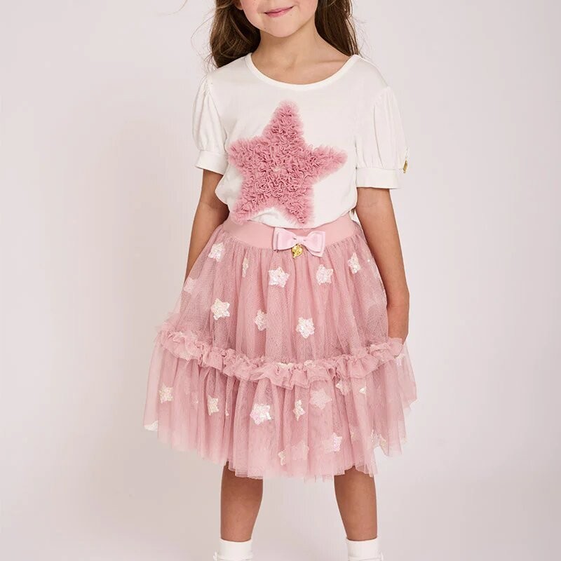 Children's Pink Tulle Skirt With Silver Stars Angel Face Children's Pink Tulle Skirt With Silver Stars Angel Face