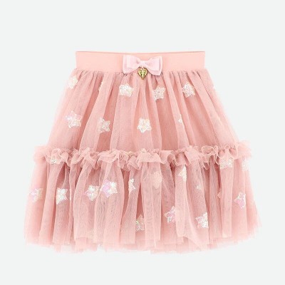 Children's Pink Tulle Skirt With Silver Stars Angel Face Children's Pink Tulle Skirt With Silver Stars Angel Face