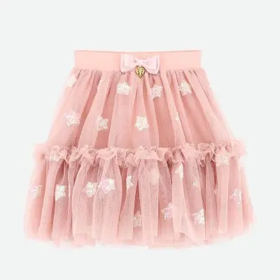Children's Pink Tulle Skirt With Silver Stars Angel Face