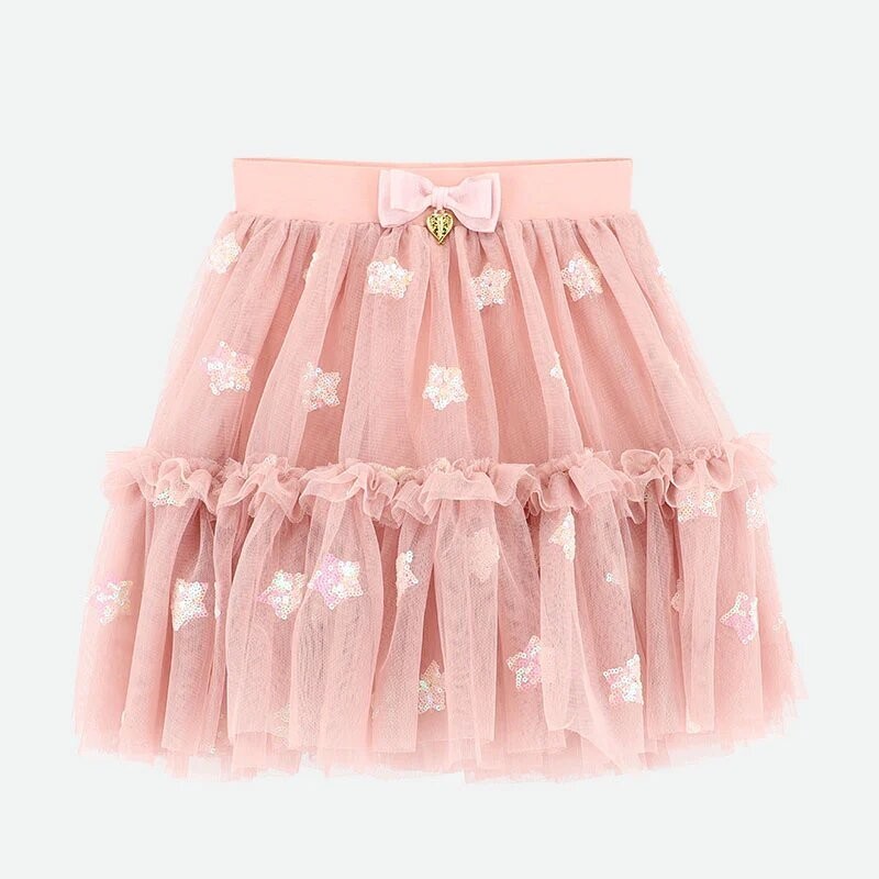 Children's Pink Tulle Skirt With Silver Stars Angel Face Children's Pink Tulle Skirt With Silver Stars Angel Face
