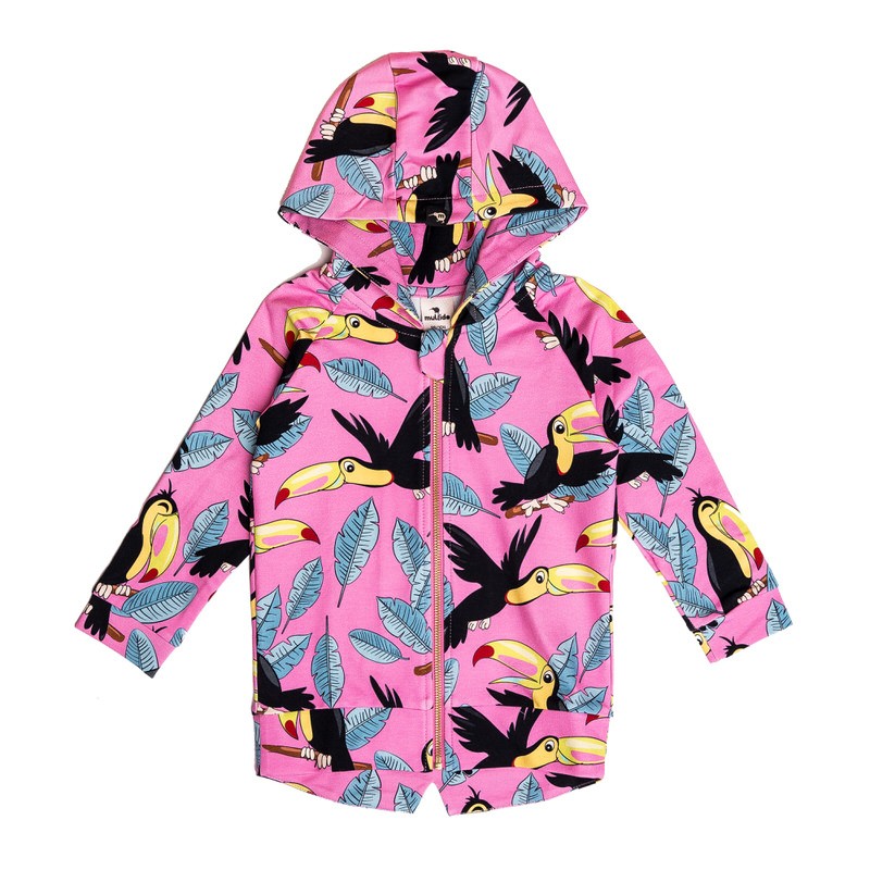 Children's Pink Cardigan With Black Toucan Mullido