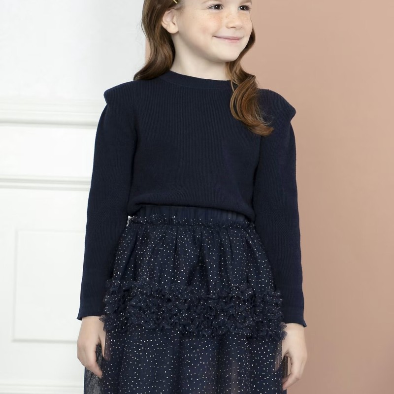 Kids Glitter Tulle Skirt Navy Blue Abel and Lula