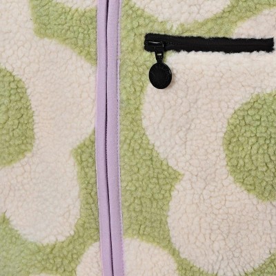 Children's Light Green Fleece Jacket With White Flowers Stella McCartney