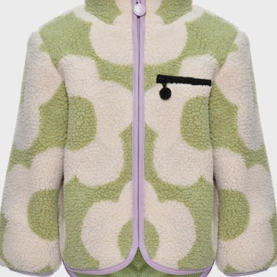 Children's Light Green Fleece Jacket With White Flowers Stella McCartney