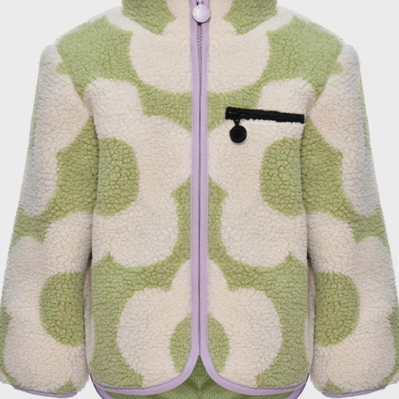 Children's Light Green Fleece Jacket With White Flowers Stella McCartney
