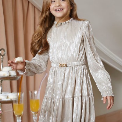 Children's Gold Pleated Dress Abel and Lula