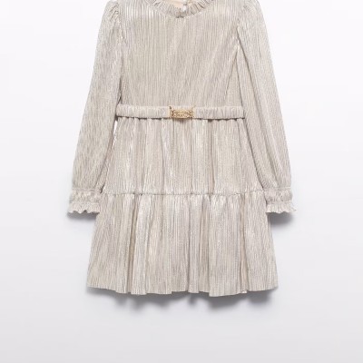 Children's Gold Pleated Dress Abel and Lula