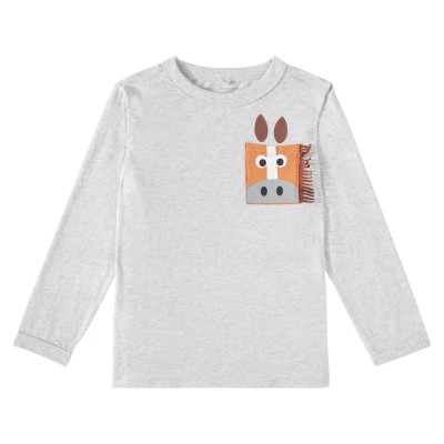 Kids Printed Cotton Jersey Top In Grey Stella McCartney