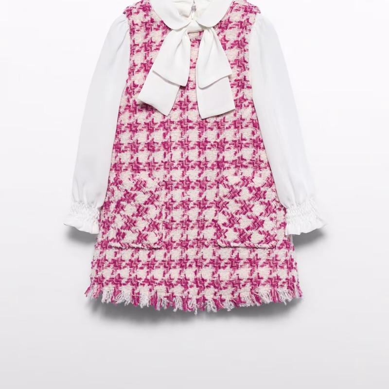 Children's Knitted Dress Fuchsia/White Abel and Lula