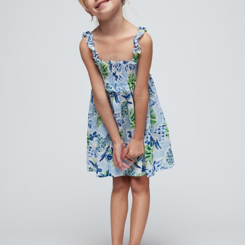 Kids Blue Floral Dress Mayoral