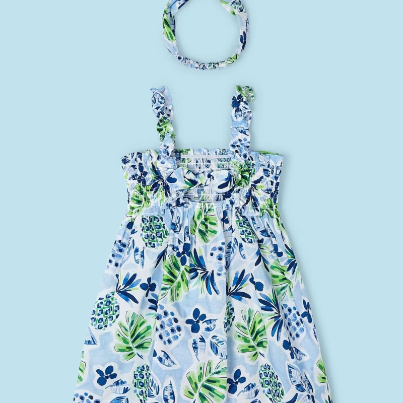 Kids Blue Floral Dress Mayoral