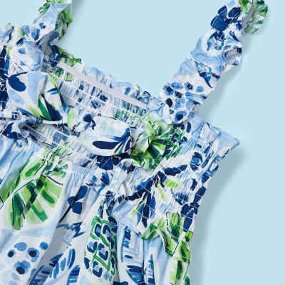 Kids Blue Floral Dress Mayoral