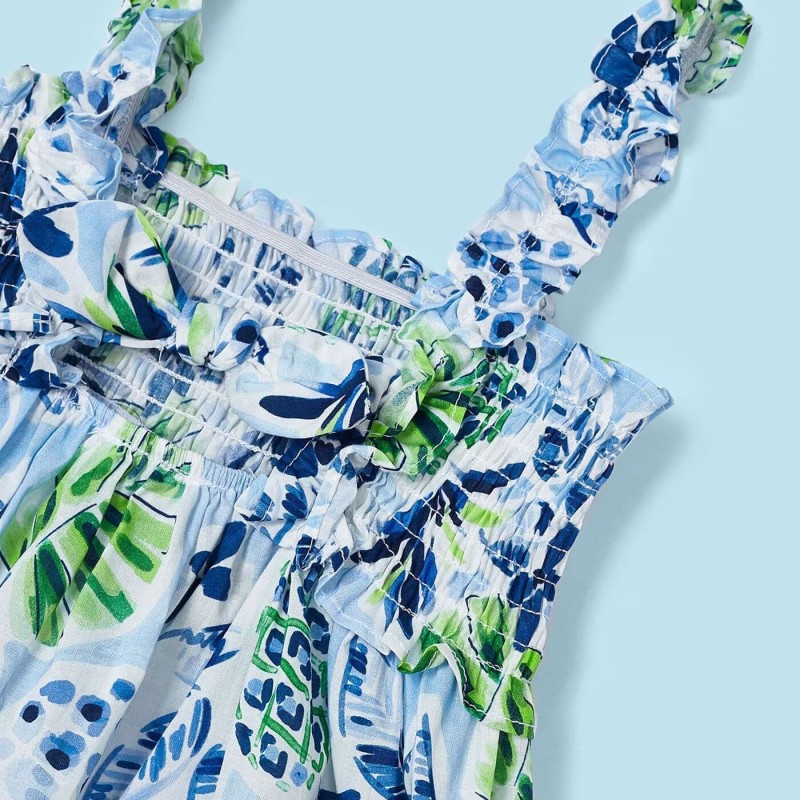 Kids Blue Floral Dress Mayoral