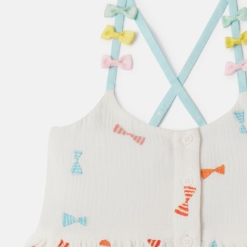 Stella McCartney Παιδικό Ιβουάρ Φόρεμα με Πολύχρωμους Φιόγκους