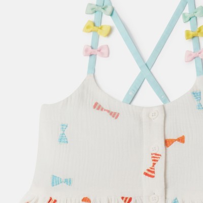 Stella McCartney Ivory Girls' Dress with Multicoloured Bows Stella McCartney Ivory Girls' Dress with Multicoloured Bows