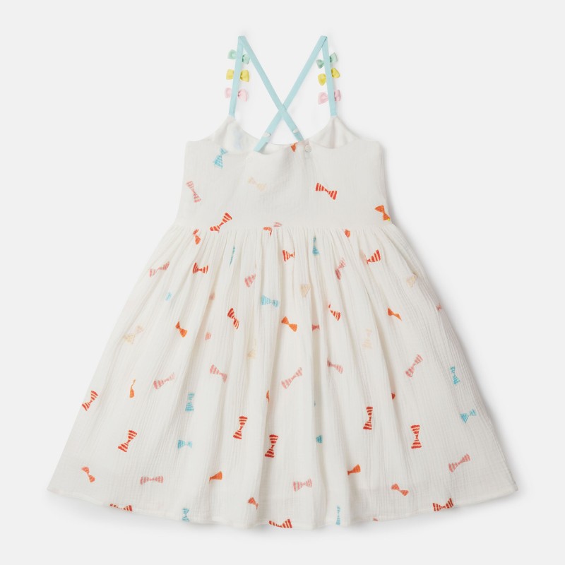 Stella McCartney Ivory Girls' Dress with Multicoloured Bows Stella McCartney Ivory Girls' Dress with Multicoloured Bows