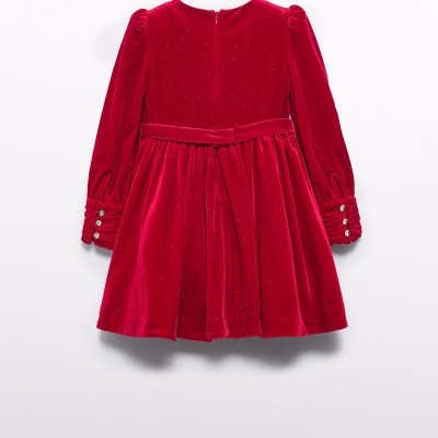 Παιδικό Κόκκινο Κομψό Βελούδινο Φόρεμα Abel and Lula