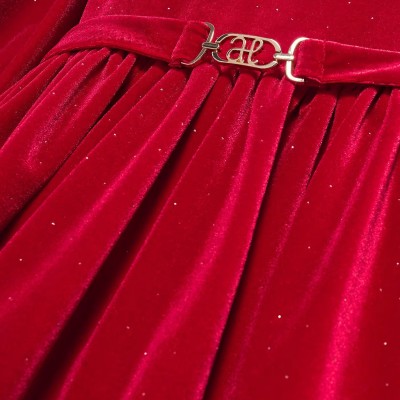 Παιδικό Κόκκινο Κομψό Βελούδινο Φόρεμα Abel and Lula