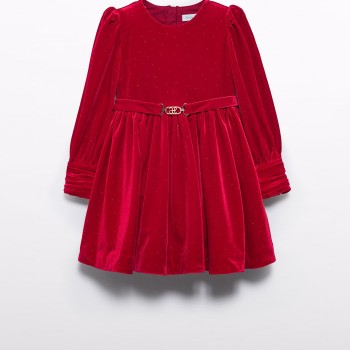 Παιδικό Κόκκινο Κομψό Βελούδινο Φόρεμα Abel and Lula
