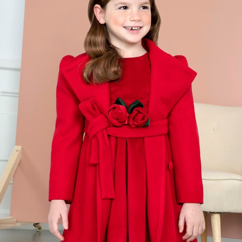 Children's Red Fabric Coat Abel and Lula