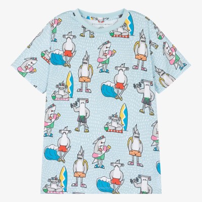 Stella McCartney Kids Παιδικό Κοντομάνικο Μπλουζάκι με Καρχαρίες Γαλάζιο Stella McCartney Kids Παιδικό Κοντομάνικο Μπλουζάκι με Καρχαρίες Γαλάζιο