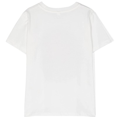 Stella McCartney Kids White Logo T-Shirt with Smiley and Shells