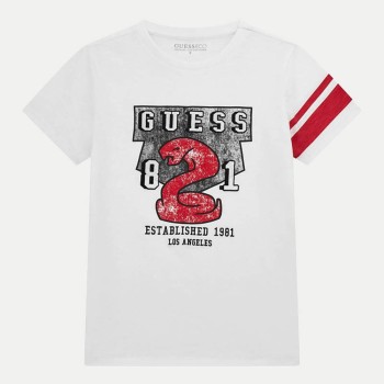 Παιδικό Λευκό Κοντομάνικο Μπλουζάκι Τύπωμα/Λογότυπο Guess Παιδικό Λευκό Κοντομάνικο Μπλουζάκι Τύπωμα/Λογότυπο Guess